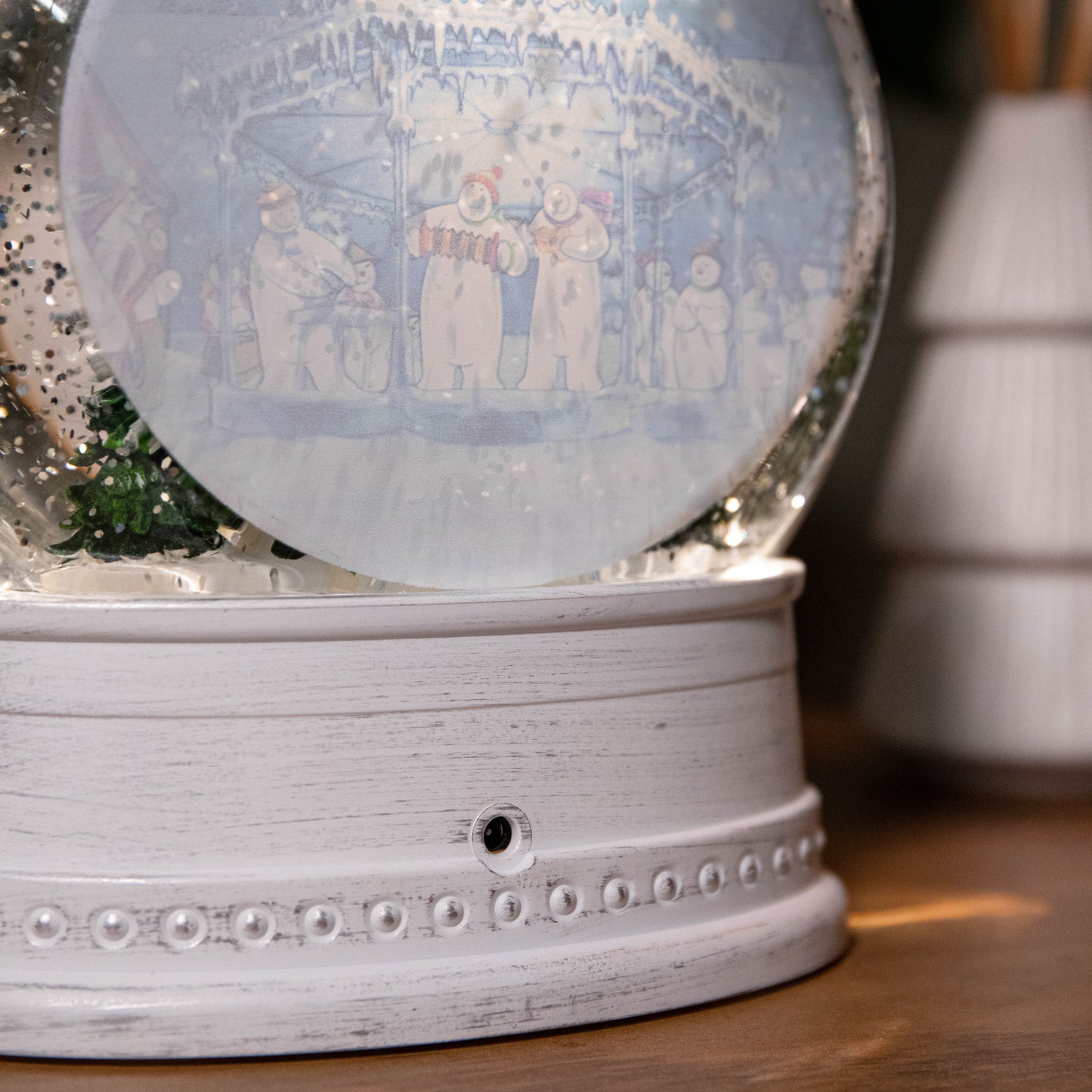 28cm White Light up The Snowman, Snowdog & Billy Christmas Water Spinner with LEDs