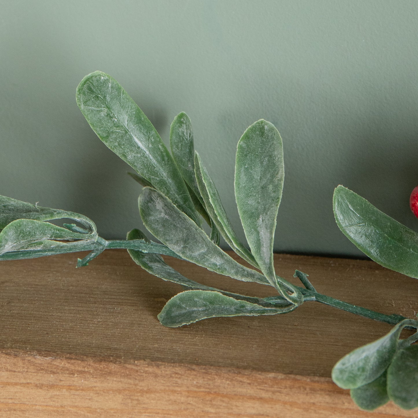 1.90m Festive Garland with Green Seasonal Leaves and Red Berries