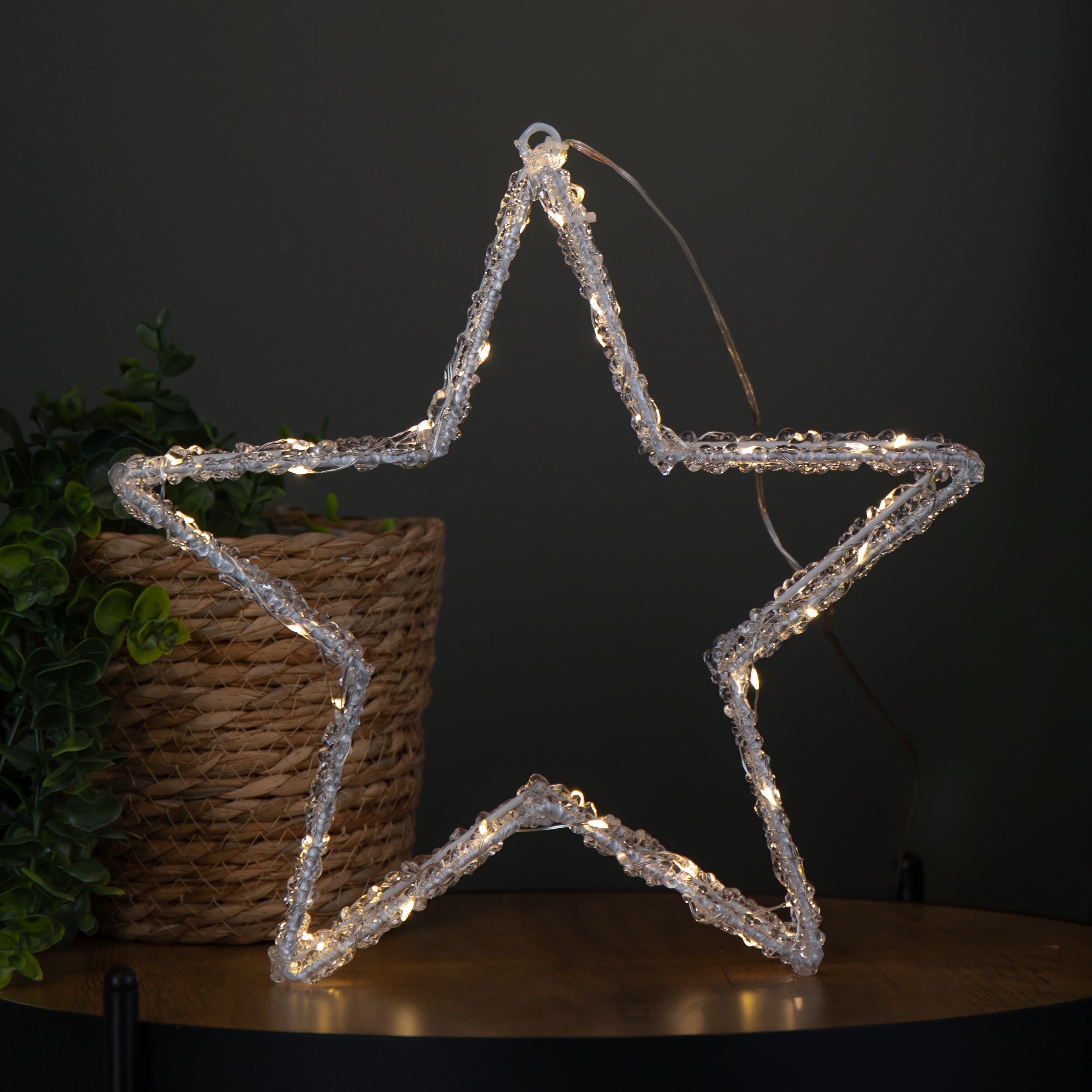 31cm Light up Acrylic Christmas Star with 50 Twinkling Warm White LEDs