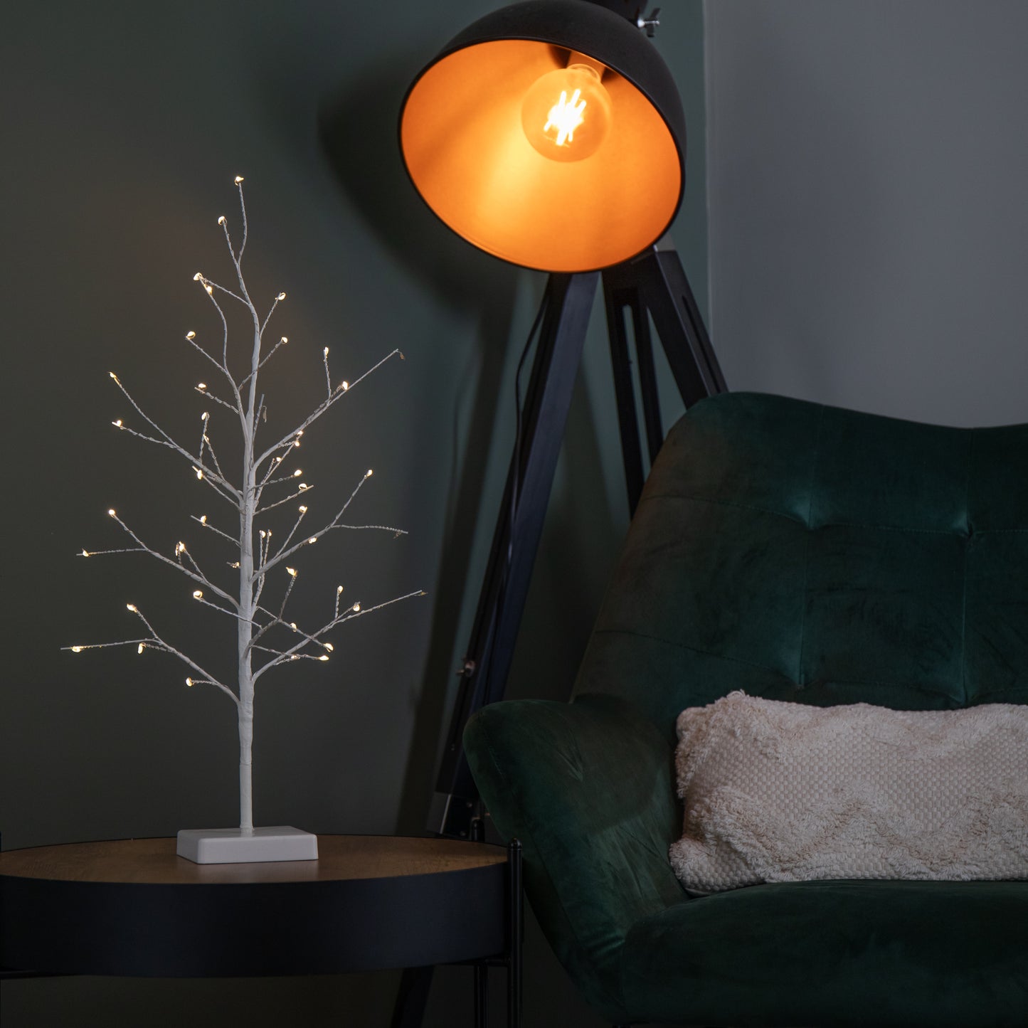 60cm Battery Operated Micro Light up Christmas Twig Tree with 48 Warm White LEDs