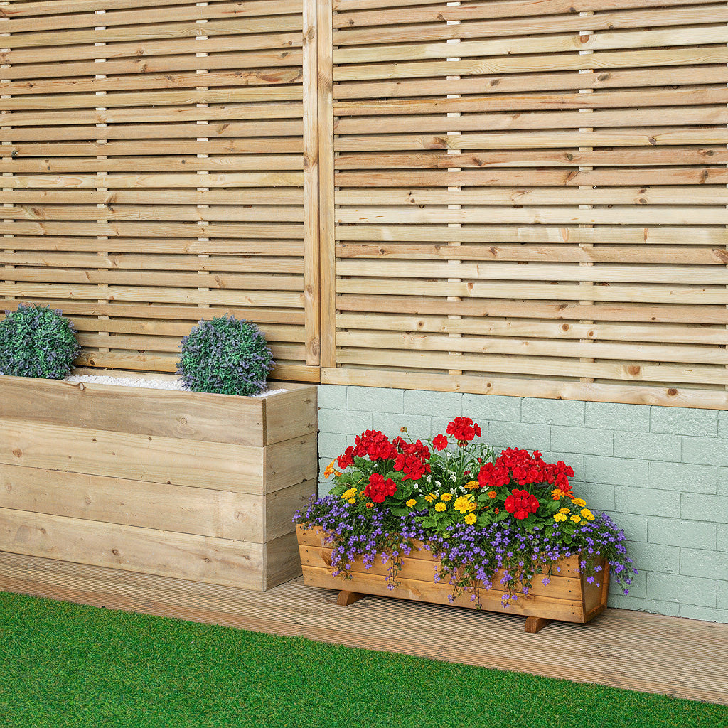 87 x 28cm Traditional Handmade Wooden Rustic Garden Trough Planter