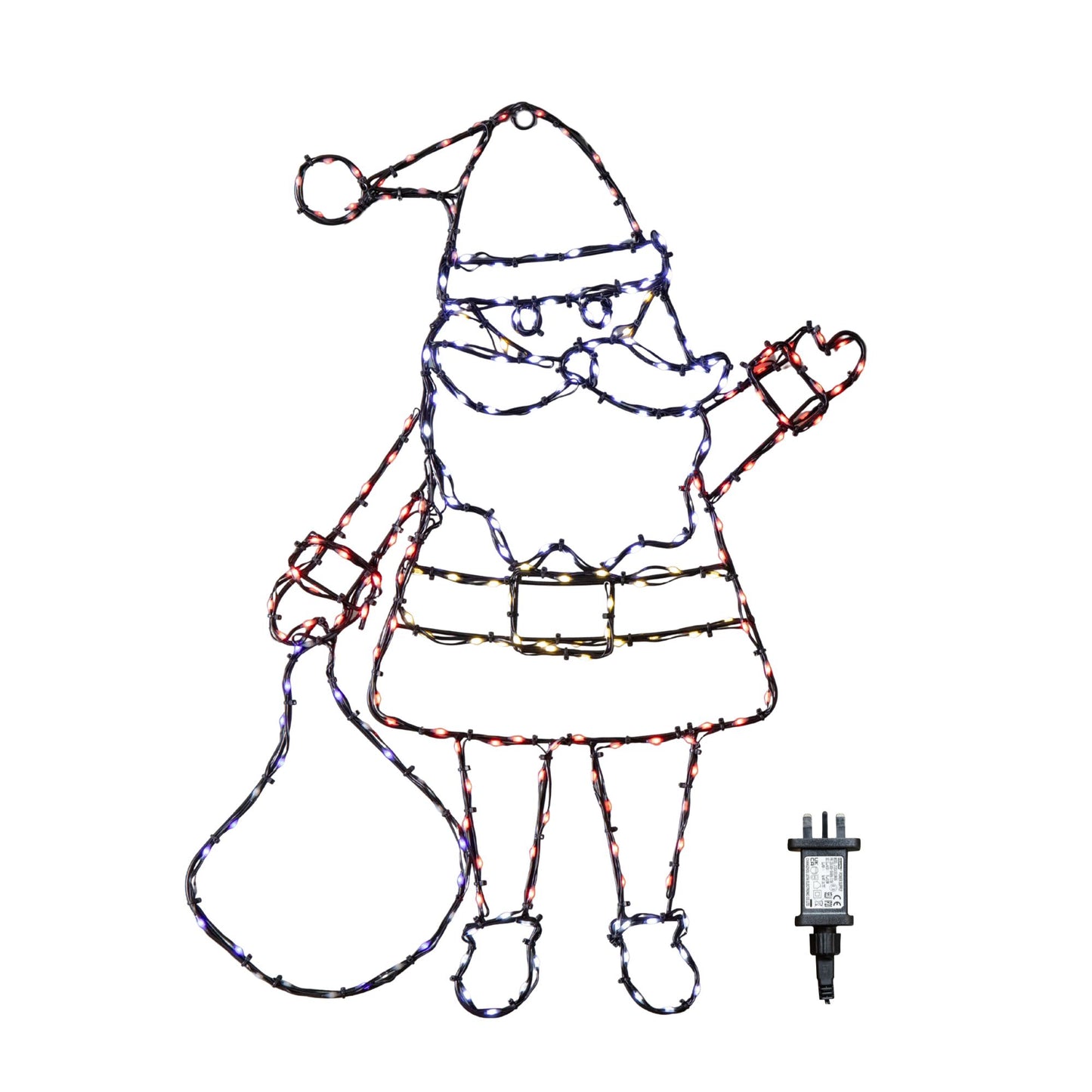 59cm x 45cm Light up FlexiBrights Christmas Santa Silhouette with 237 Multi-Coloured LEDs