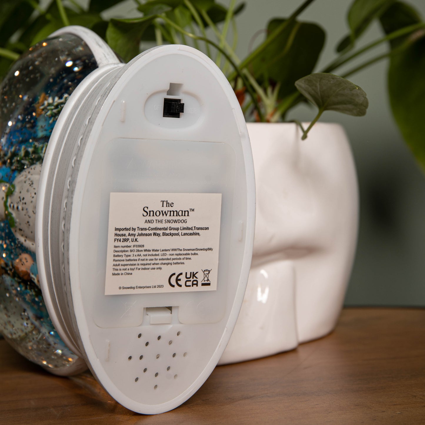 28cm White Light up The Snowman, Snowdog & Billy Christmas Water Spinner with LEDs