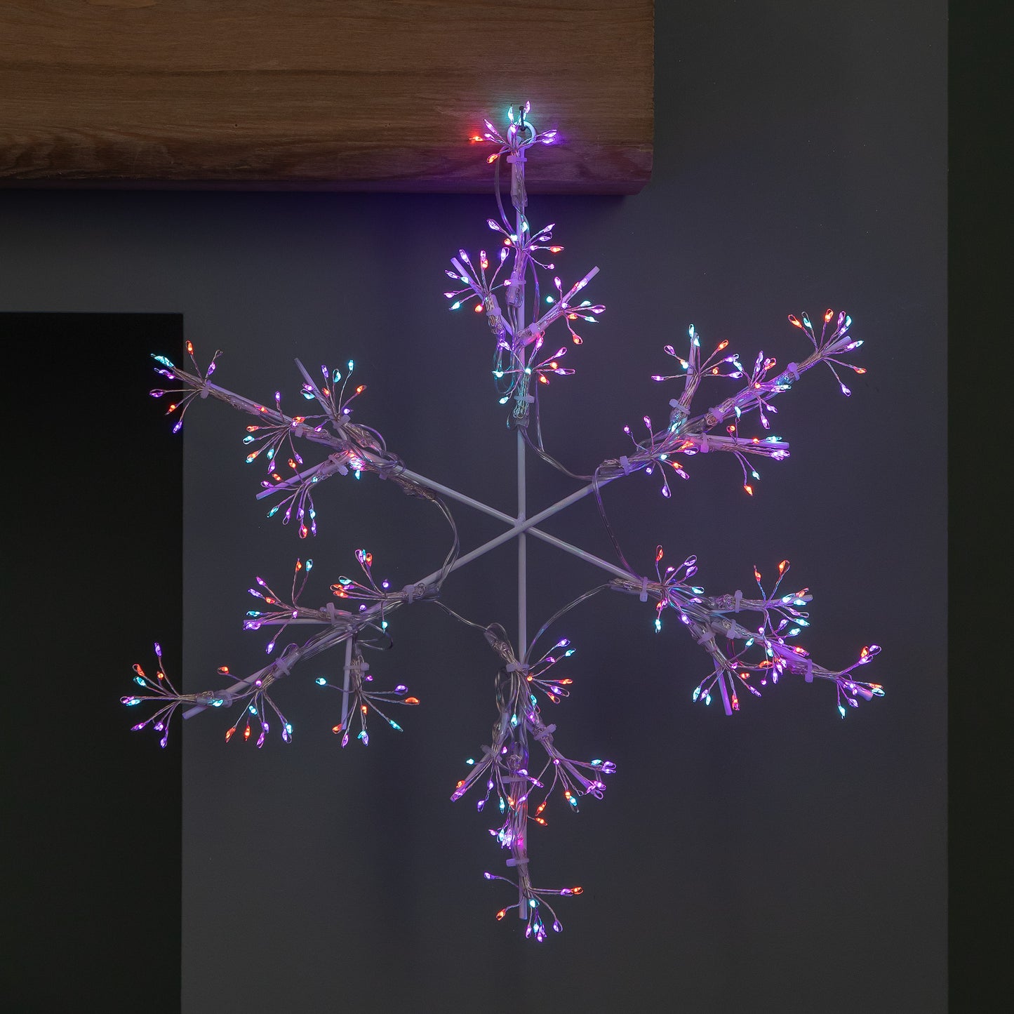 40cm LED Hanging Snowflake Christmas Decoration in Rainbow