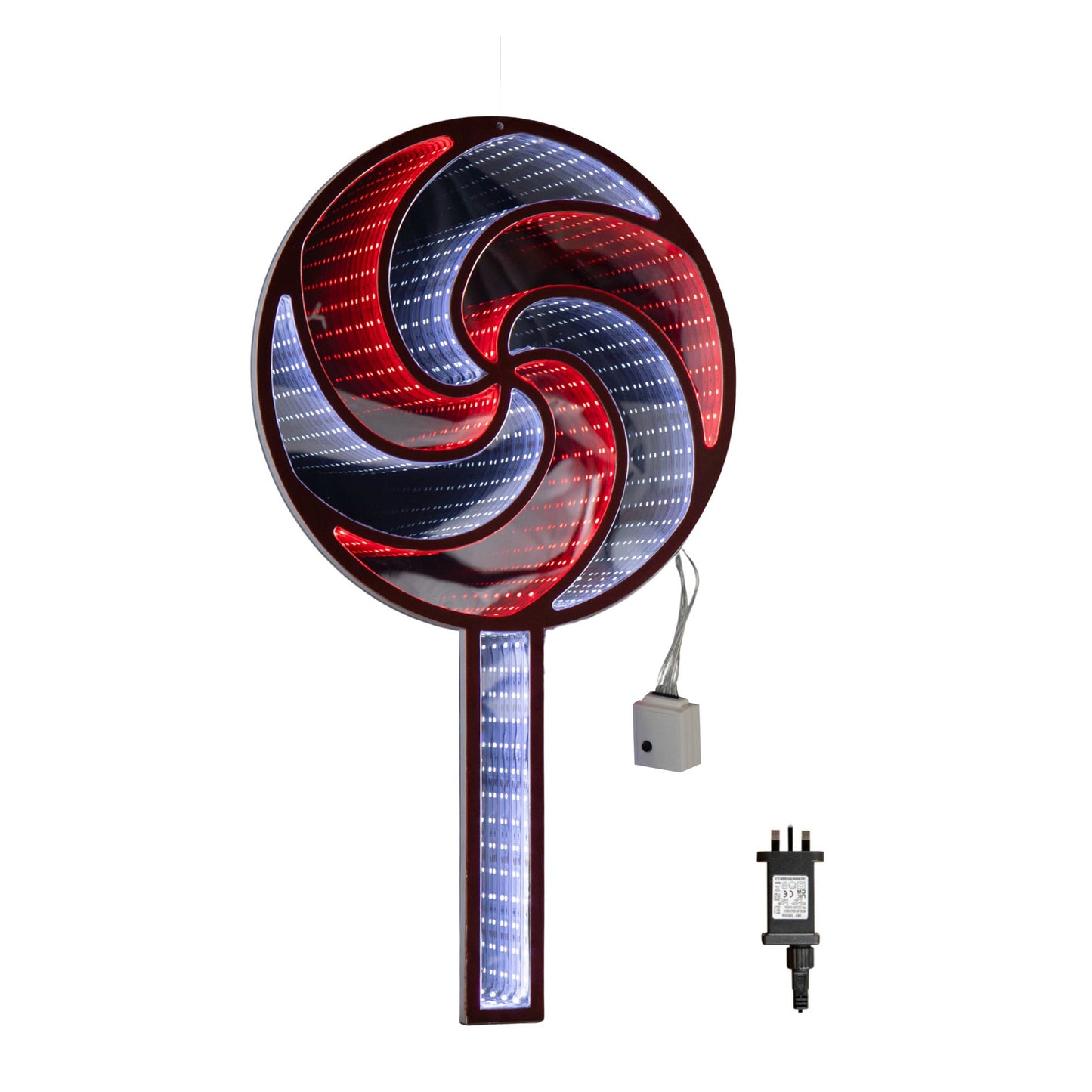 60cm Light up Hanging Christmas Lollipop Infinity Light Decoration with Spinning Effect