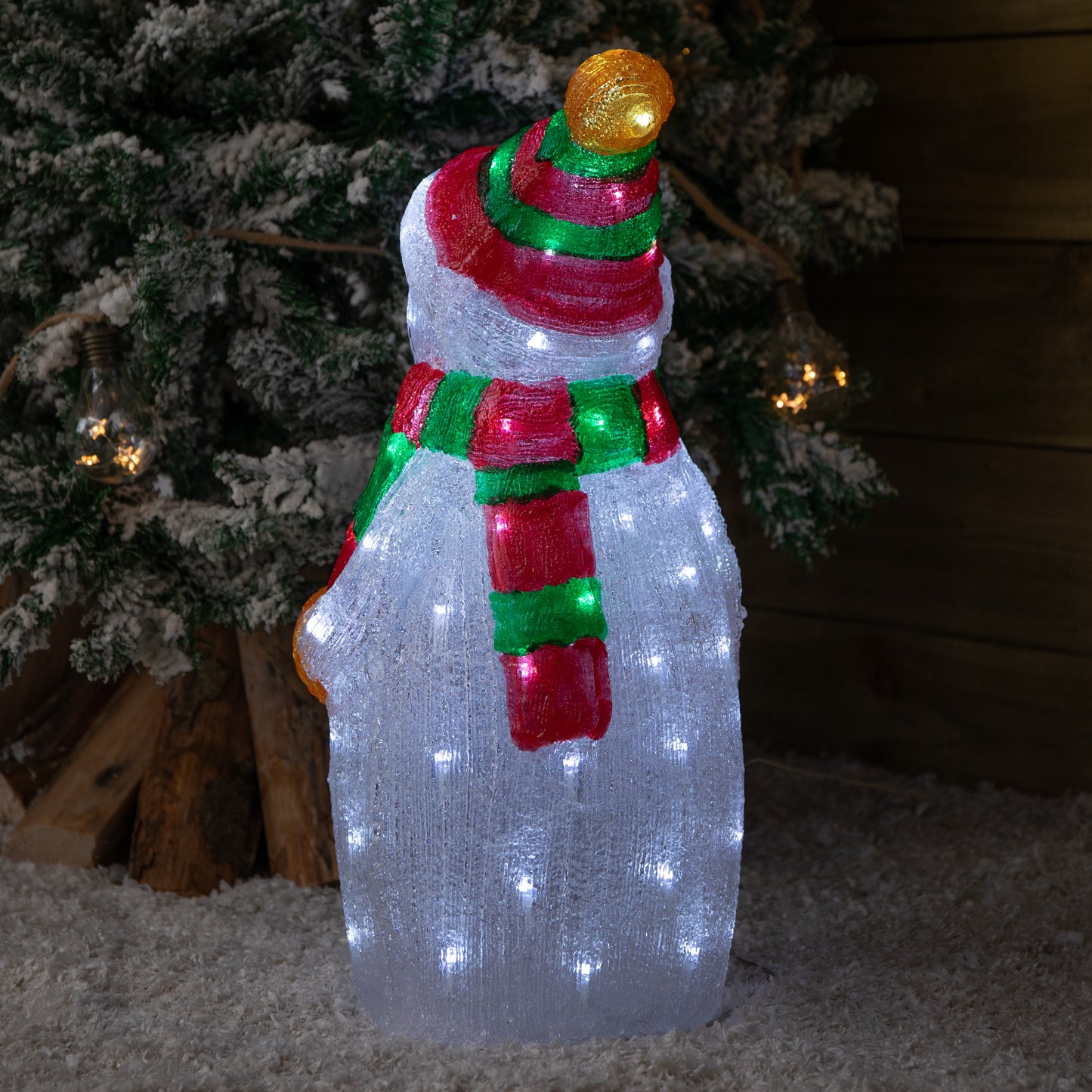 55cm Light up Christmas Ice Snowman Decoration with 70 Cool White LEDs