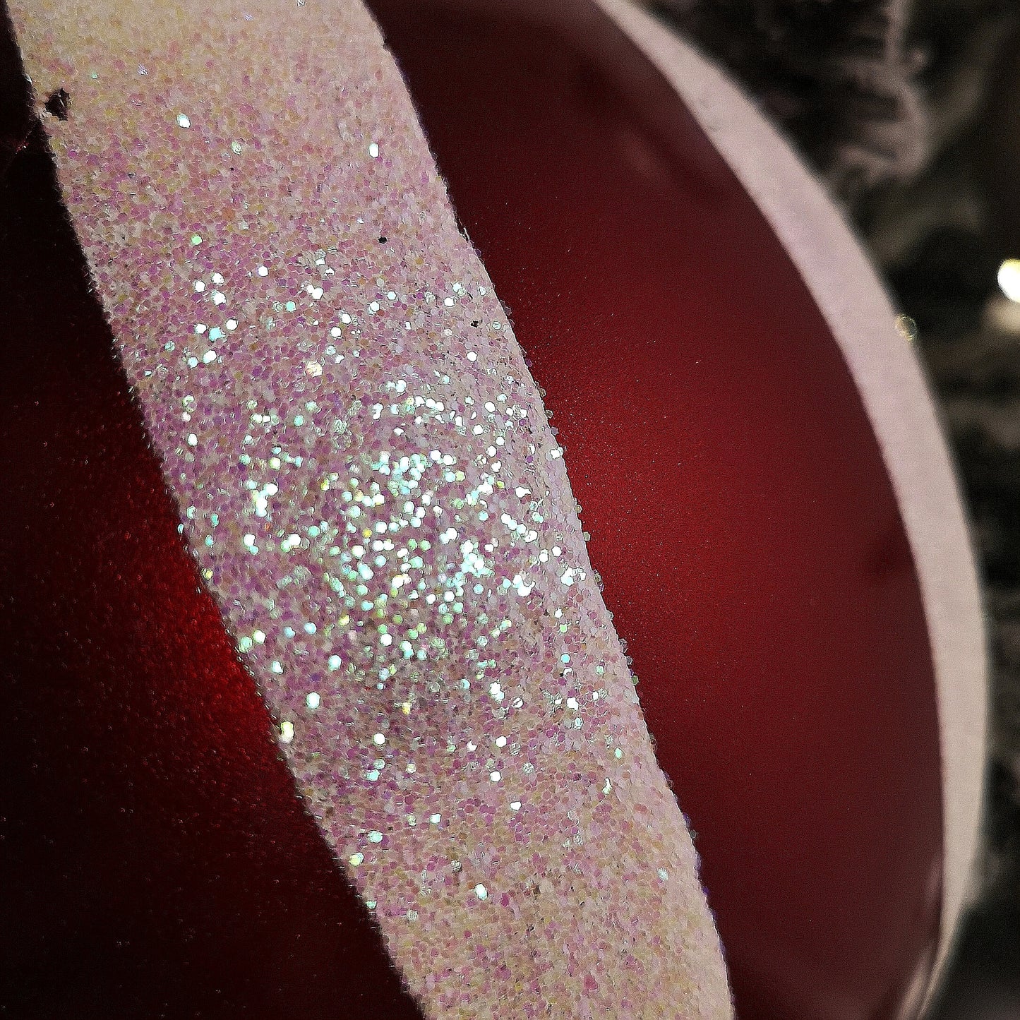 50cm Red and White Stripe Hanging Christmas Candy Bauble Decoration