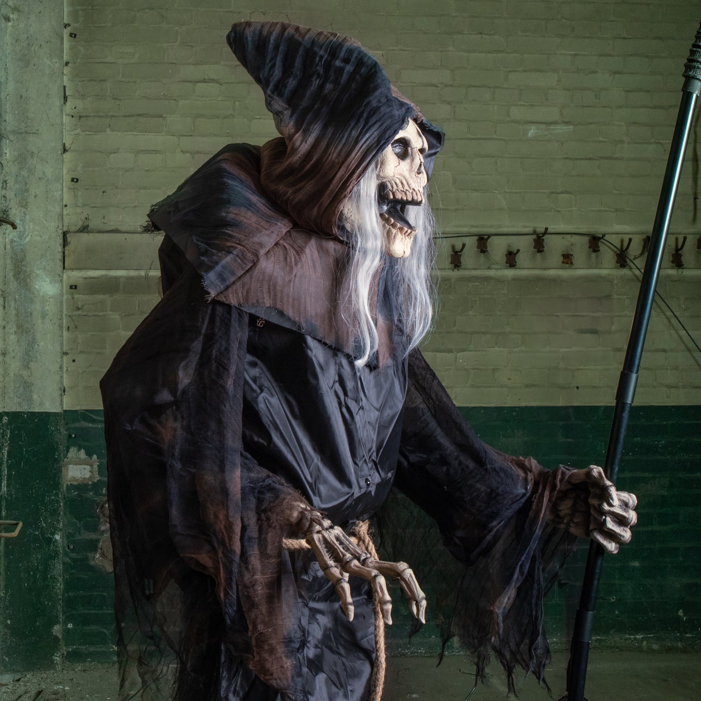 6ft Tall Animated Lunging Grim Reaper Halloween Decoration with LEDs