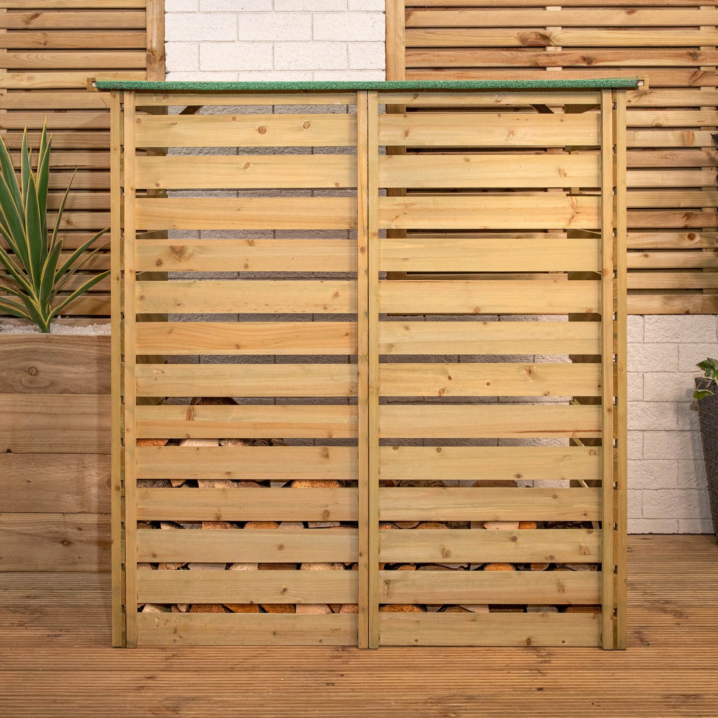 Factory Seconds: 123cm x 115cm Large Wooden Outdoor Garden Patio Log Store Shed 