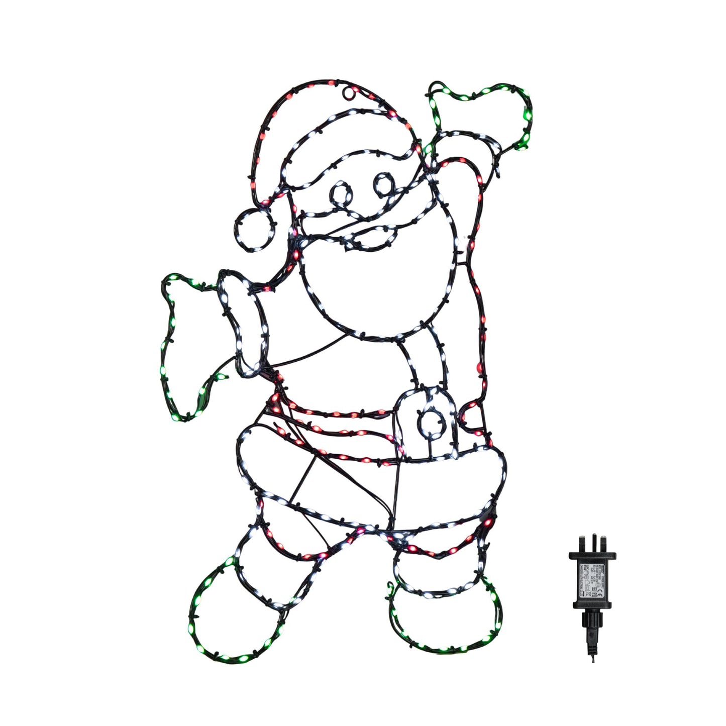 60cm x 45cm Light up FlexiBrights Santa with 247 Multi-Coloured LEDs