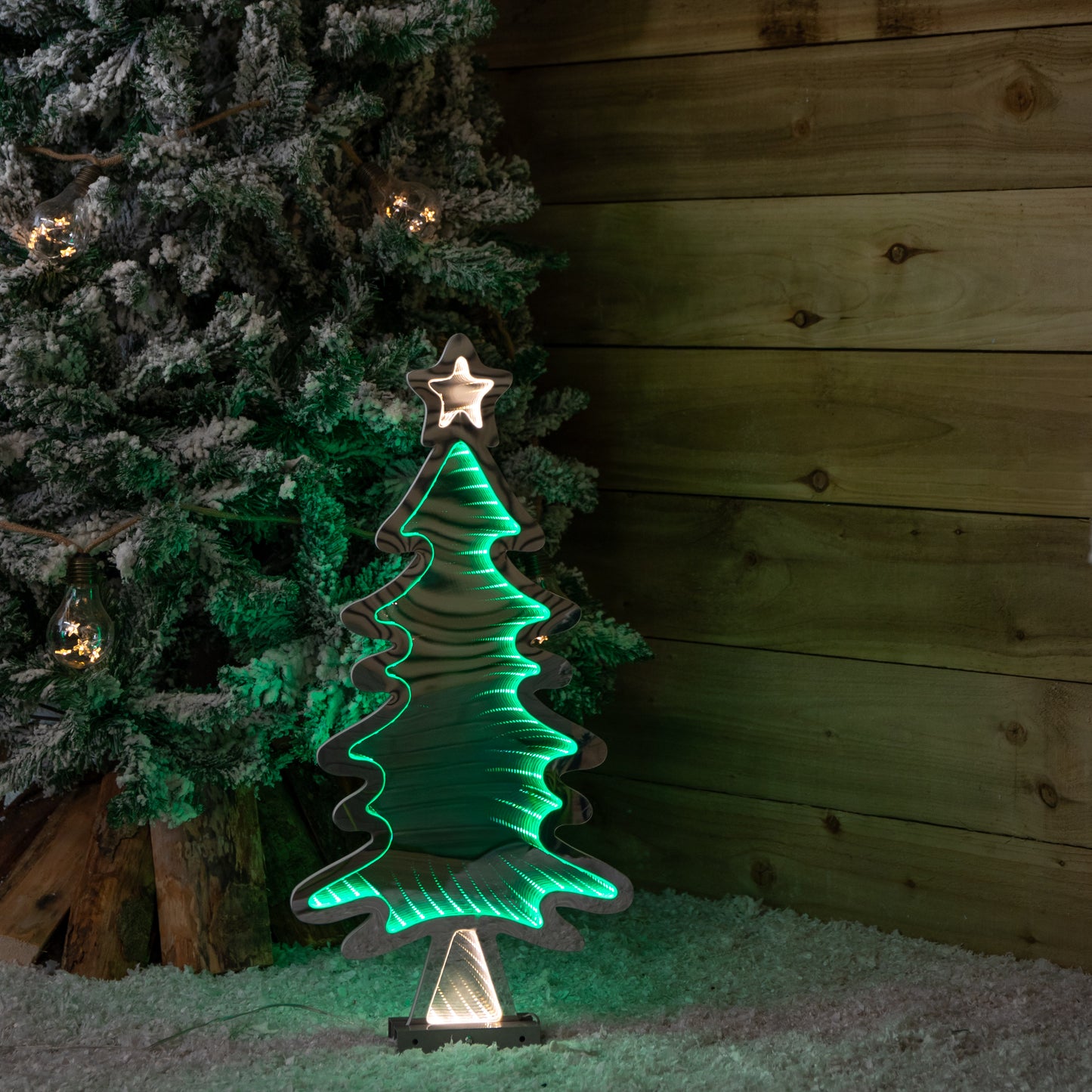 60cm Light up Christmas Tree Infinity Decoration with Green LEDs on Metal Base