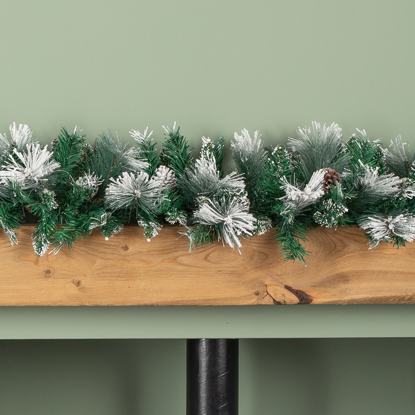 2.7m Snow Flocked Christmas Garland with Pine Cones and Mixed Needles