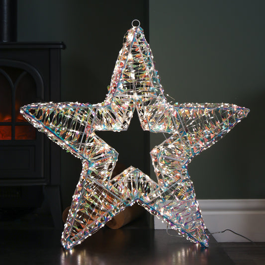 60cm Light up Iridescent Shimmer Christmas Star with 1440 Warm White LEDs