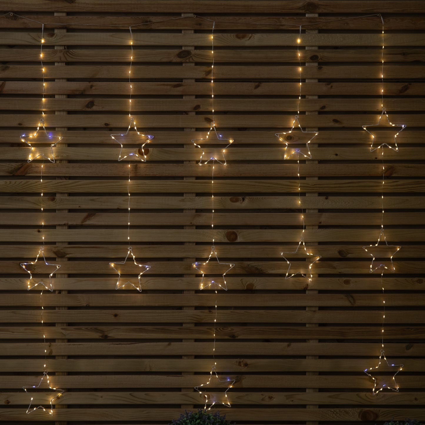 1.3m x 1.2m Light up Twinkling Star Christmas Curtain Light with White Mix LEDs