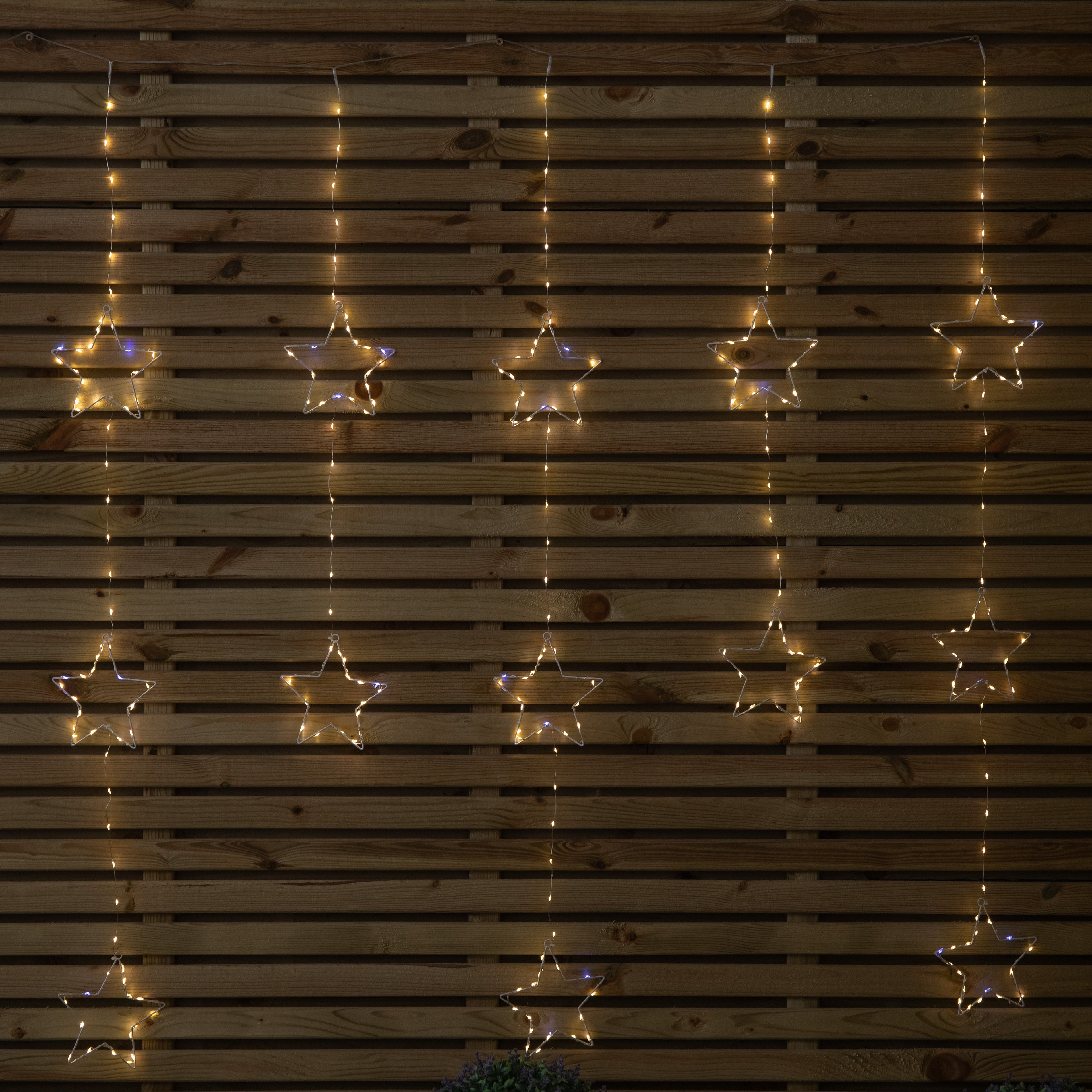 1.3m x 1.2m Light up Twinkling Star Christmas Curtain Light with White Mix LEDs