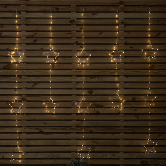 1.3m x 1.2m Light up Twinkling Star Christmas Curtain Light with White Mix LEDs