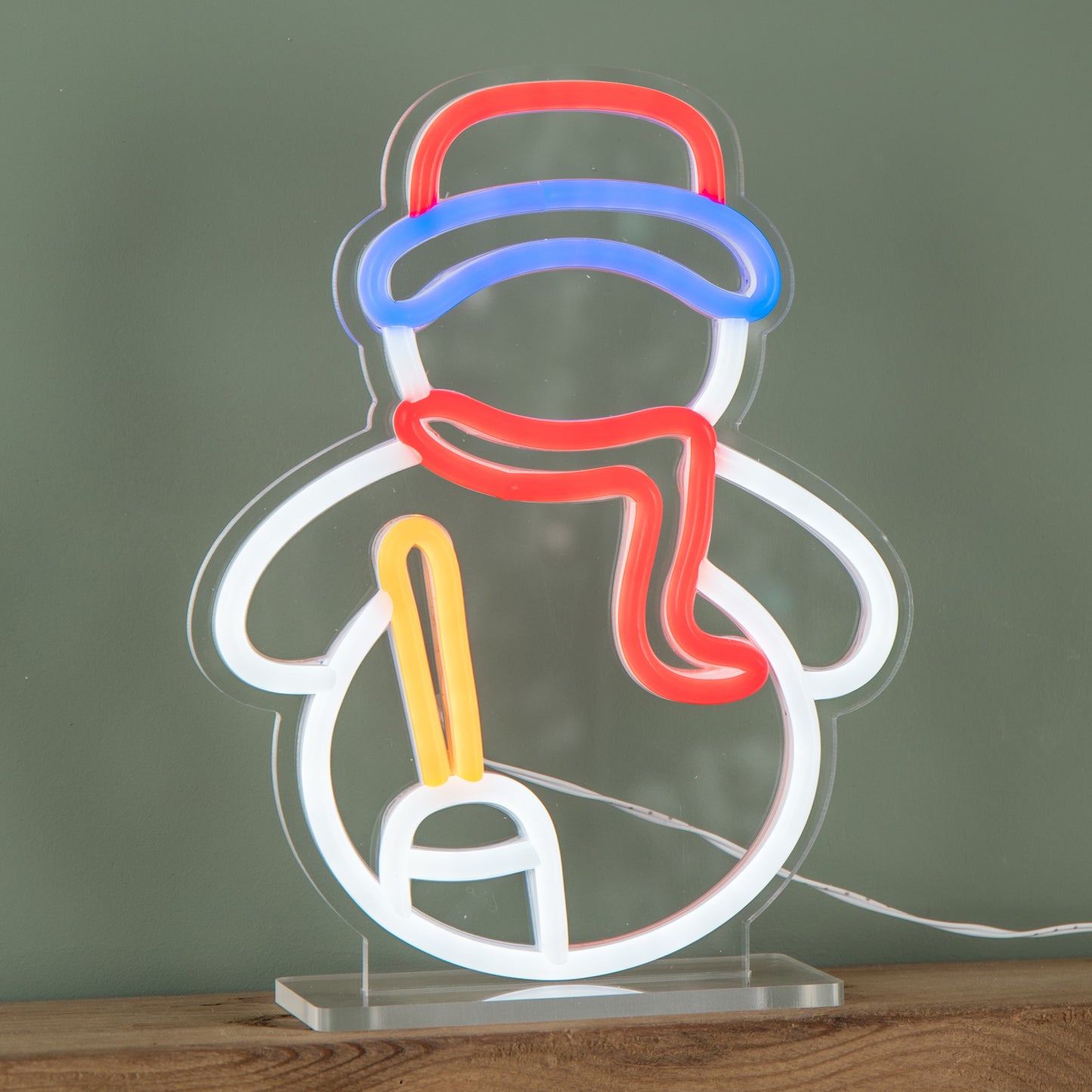 24cm Light up Christmas Snowman Table Top Neon Sign