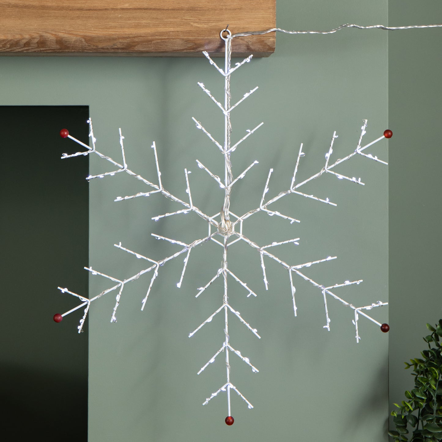 50 x 50cm Light up Metal Christmas Snowflake with 132 Multi-Action White LEDs