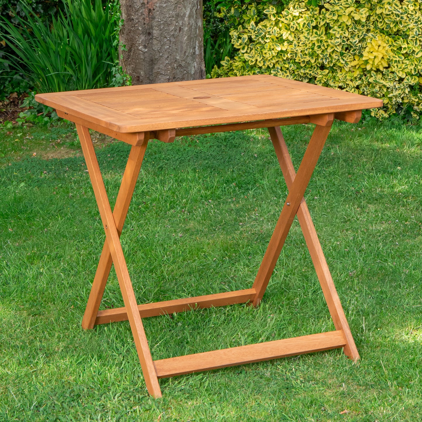 Outdoor 4 Person Folding Square Wooden Garden Dining Table Chairs Set