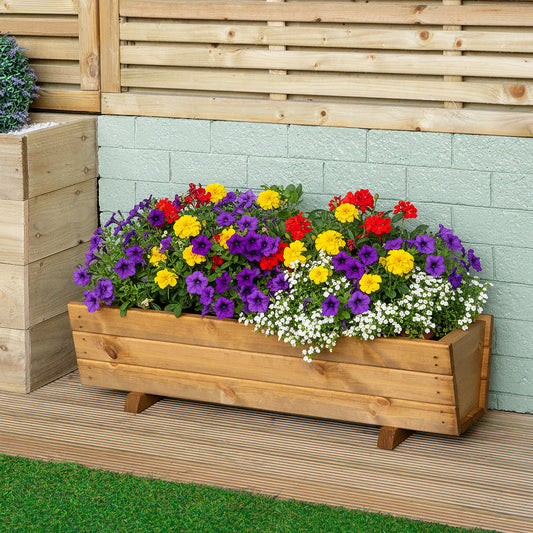 87 x 28cm Traditional Handmade Wooden Rustic Garden Trough Planter