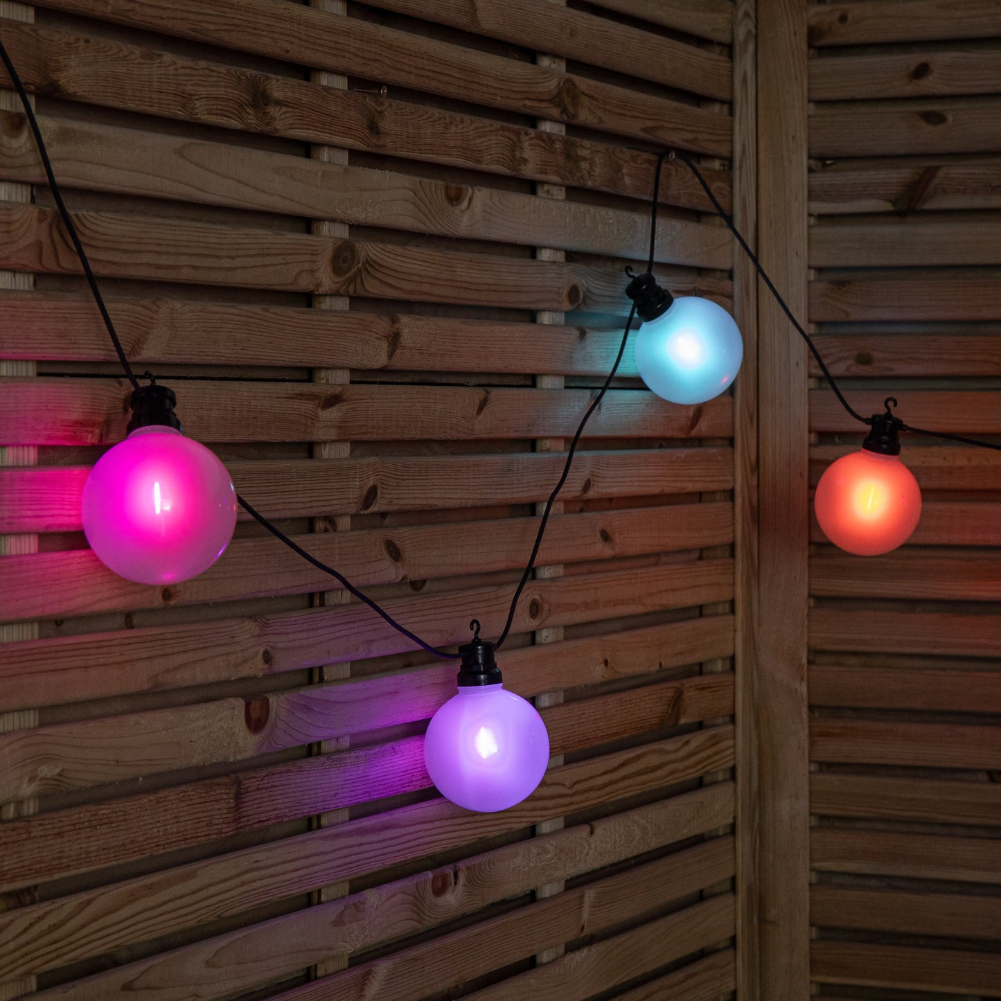 4.5m Set of 10 Frosted Ball Style Cap String Lights with Filament in Rainbow