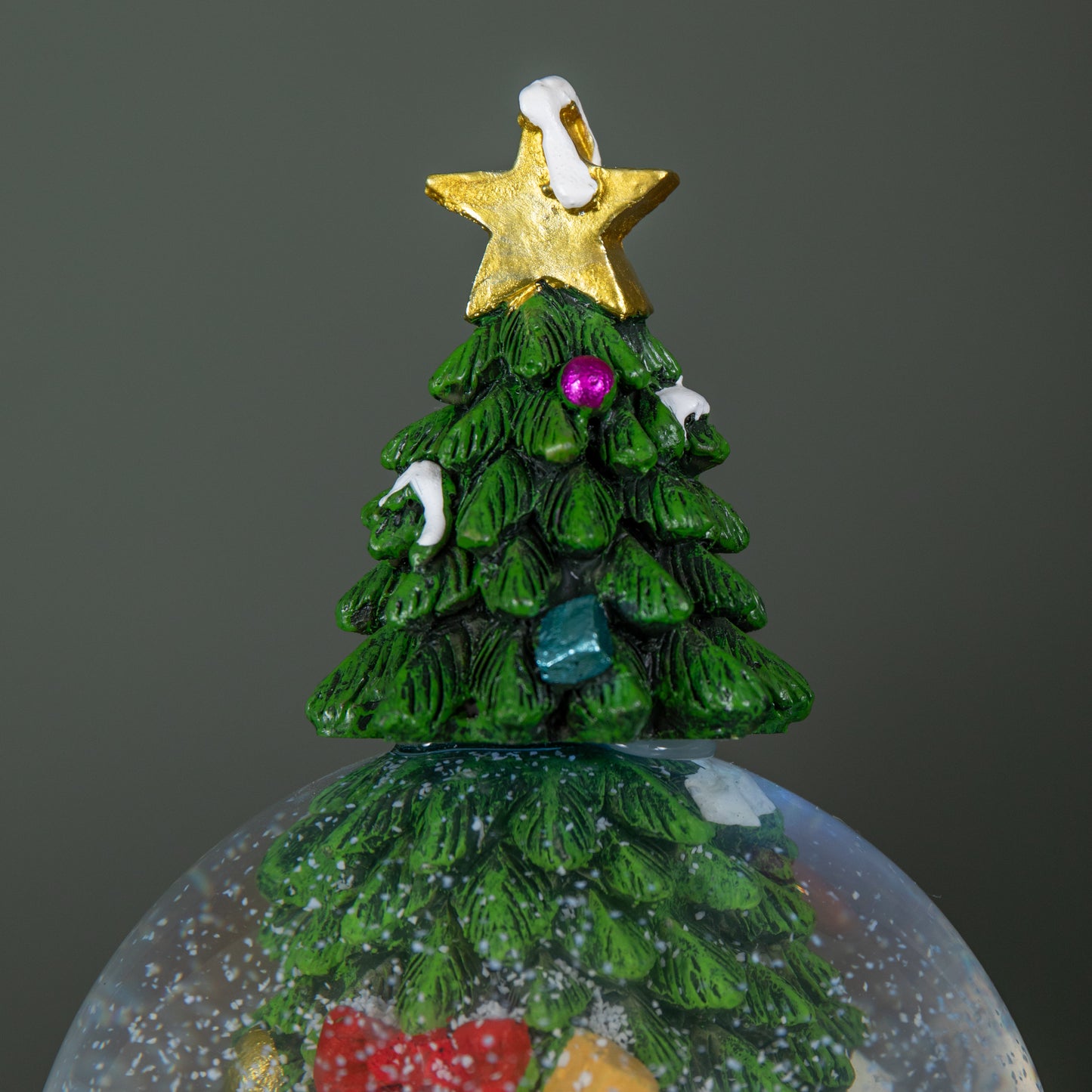 10cm Battery Powered Musical Tree Santa Spin Snowsphere with Colour Changing LEDs	