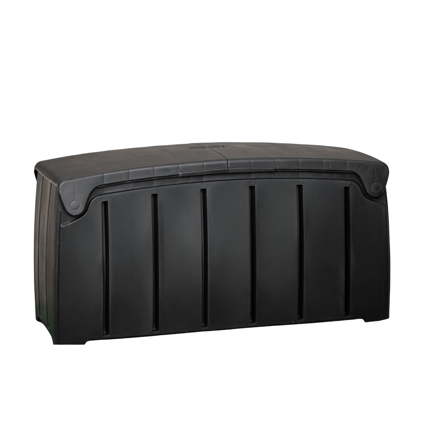 Black 115cm x 55cm x 60cm Butterfly Opening Top 300 Litre Large Garden Storage Box Weatherproof with Padlock Hole