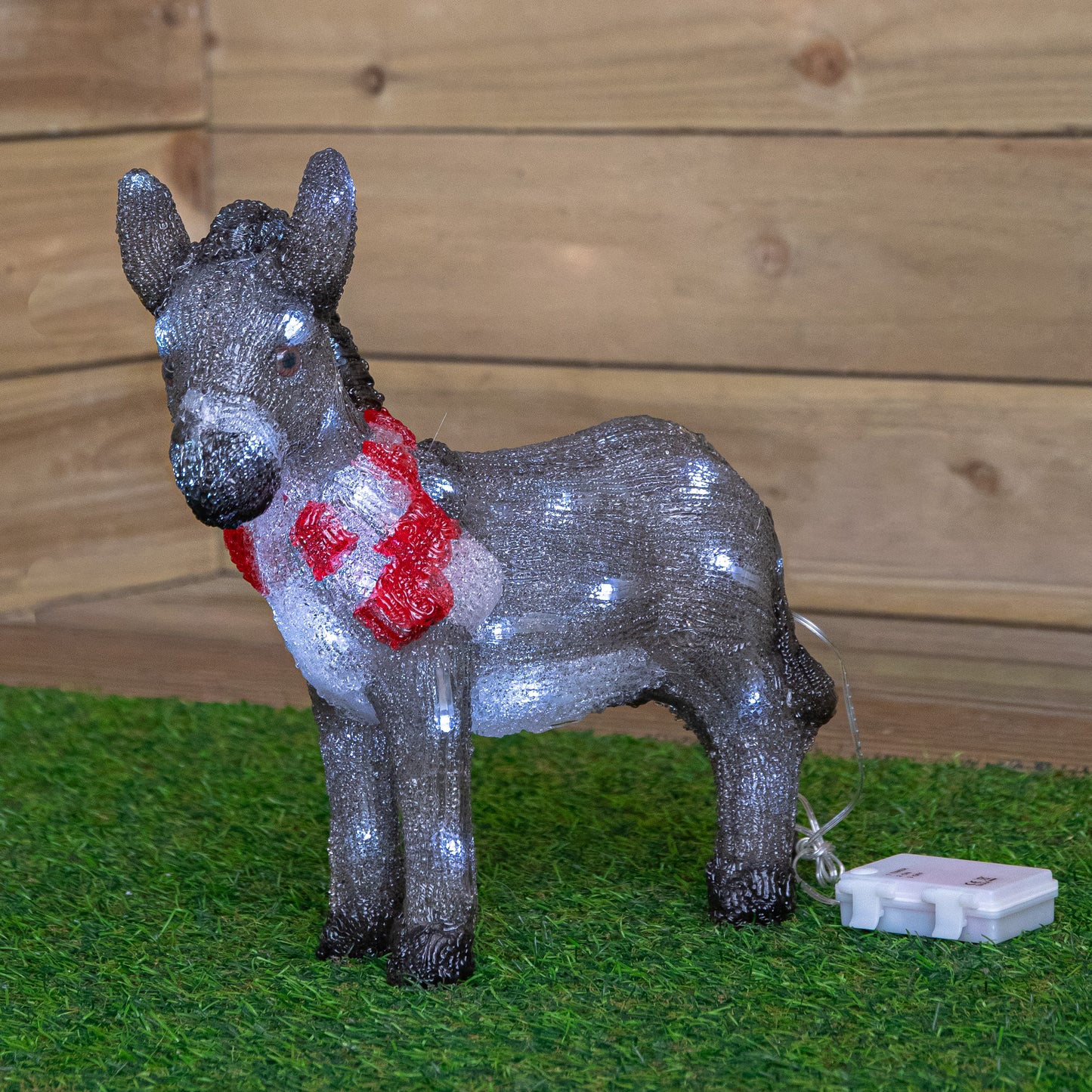 34cm Battery Operated LED Light up Acrylic Christmas Donkey Decoration
