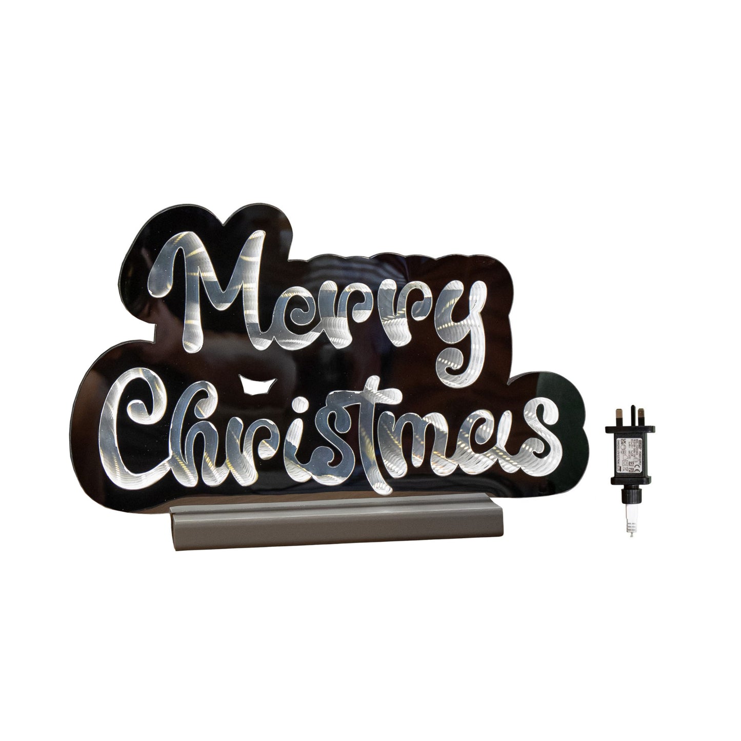 32cm Light up Merry Christmas Infinity Decoration with White LEDs