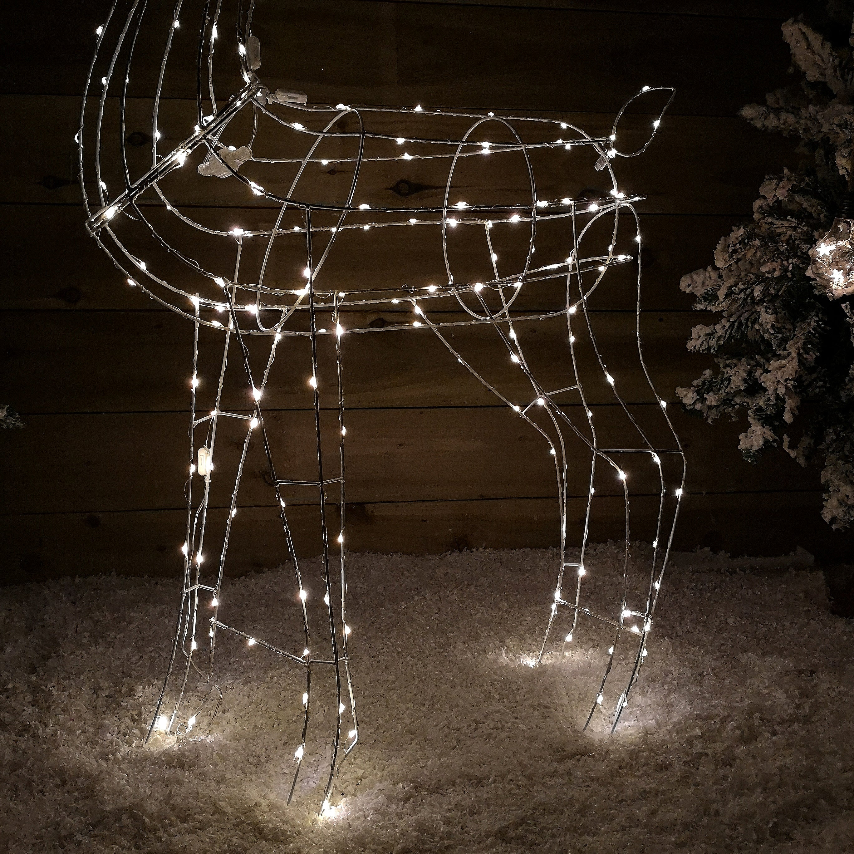 1.14m Outdoor Light Up Reindeer Christmas Decoration with Twinkling Warm White LEDs