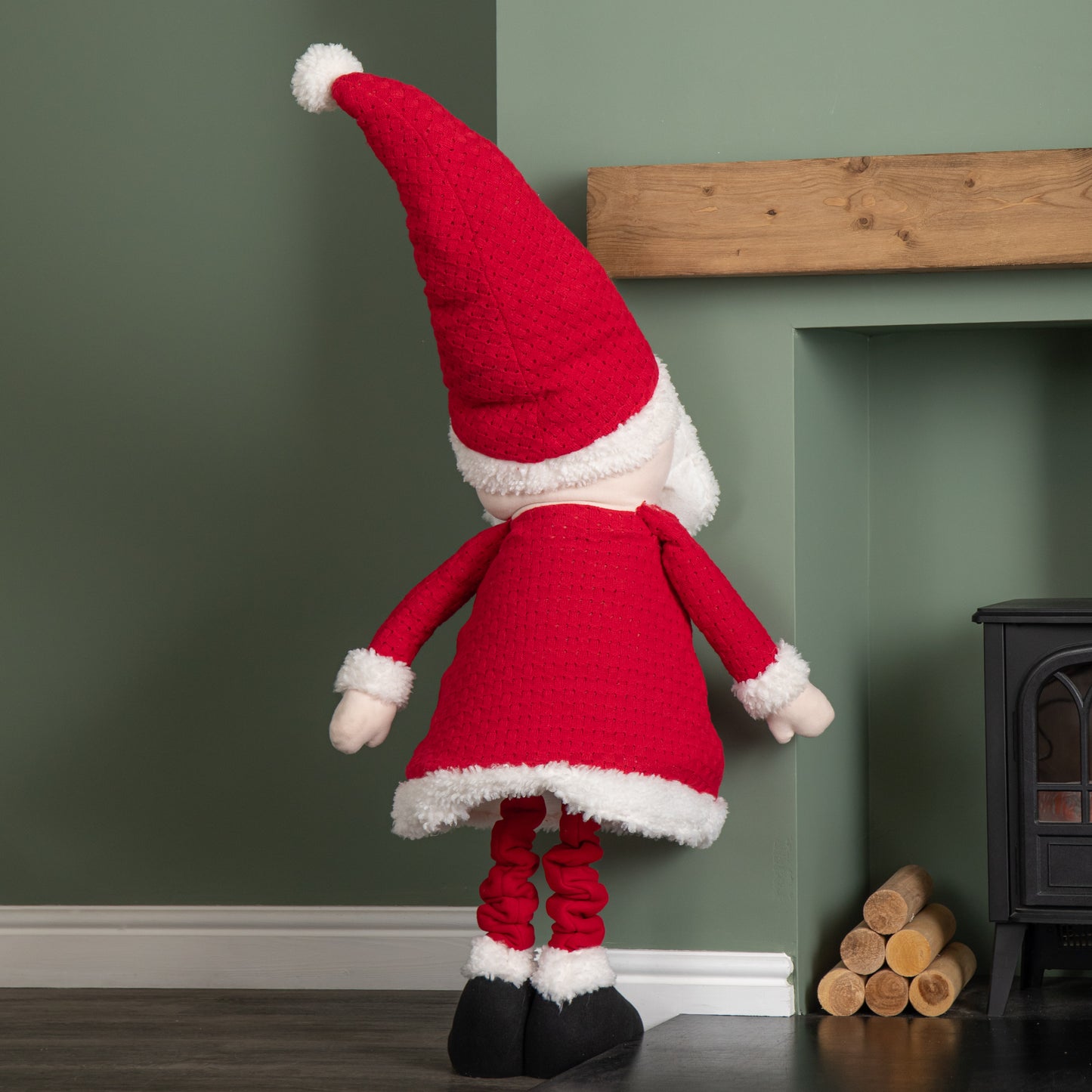 1.8m Tall Extendable Plush Santa Decoration with Telescopic Legs