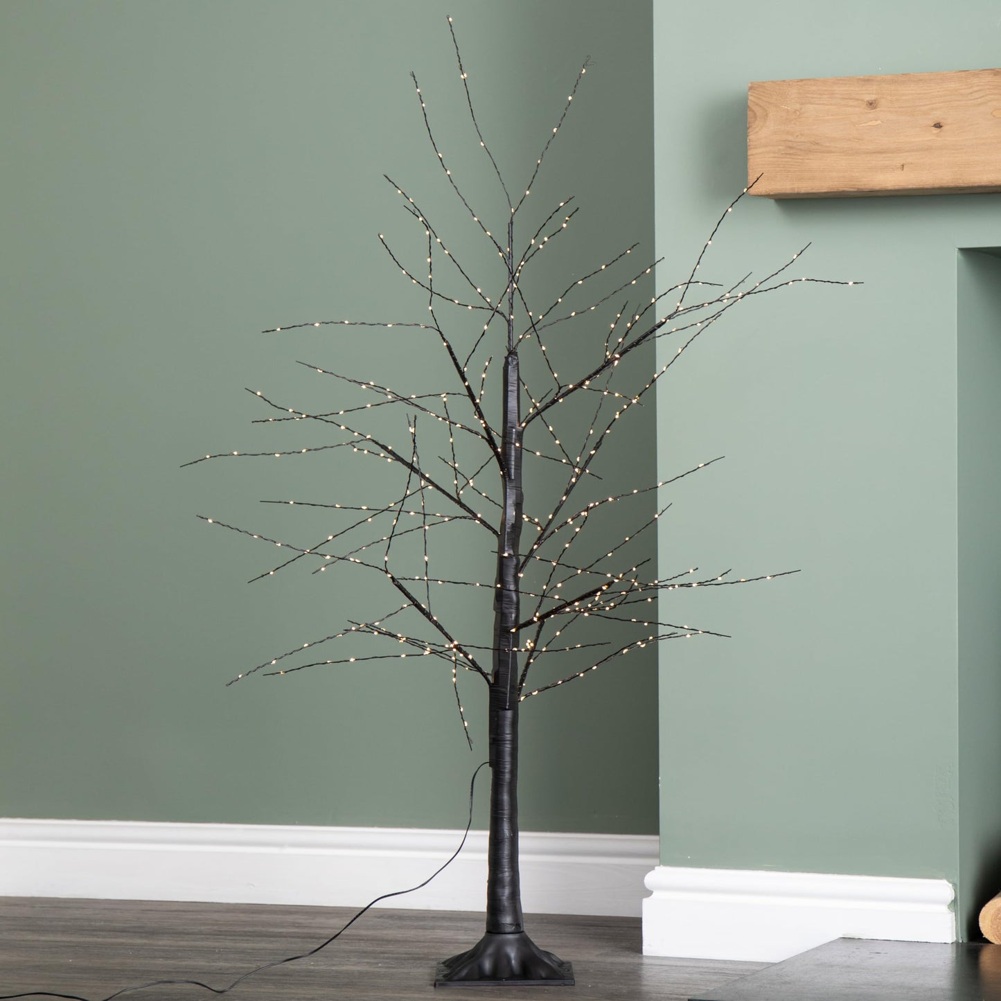 Factory Seconds: 4ft (1.2m) Tall Light up Black Micro Dot Christmas Tree with 400 Warm White LEDs and Remote Control