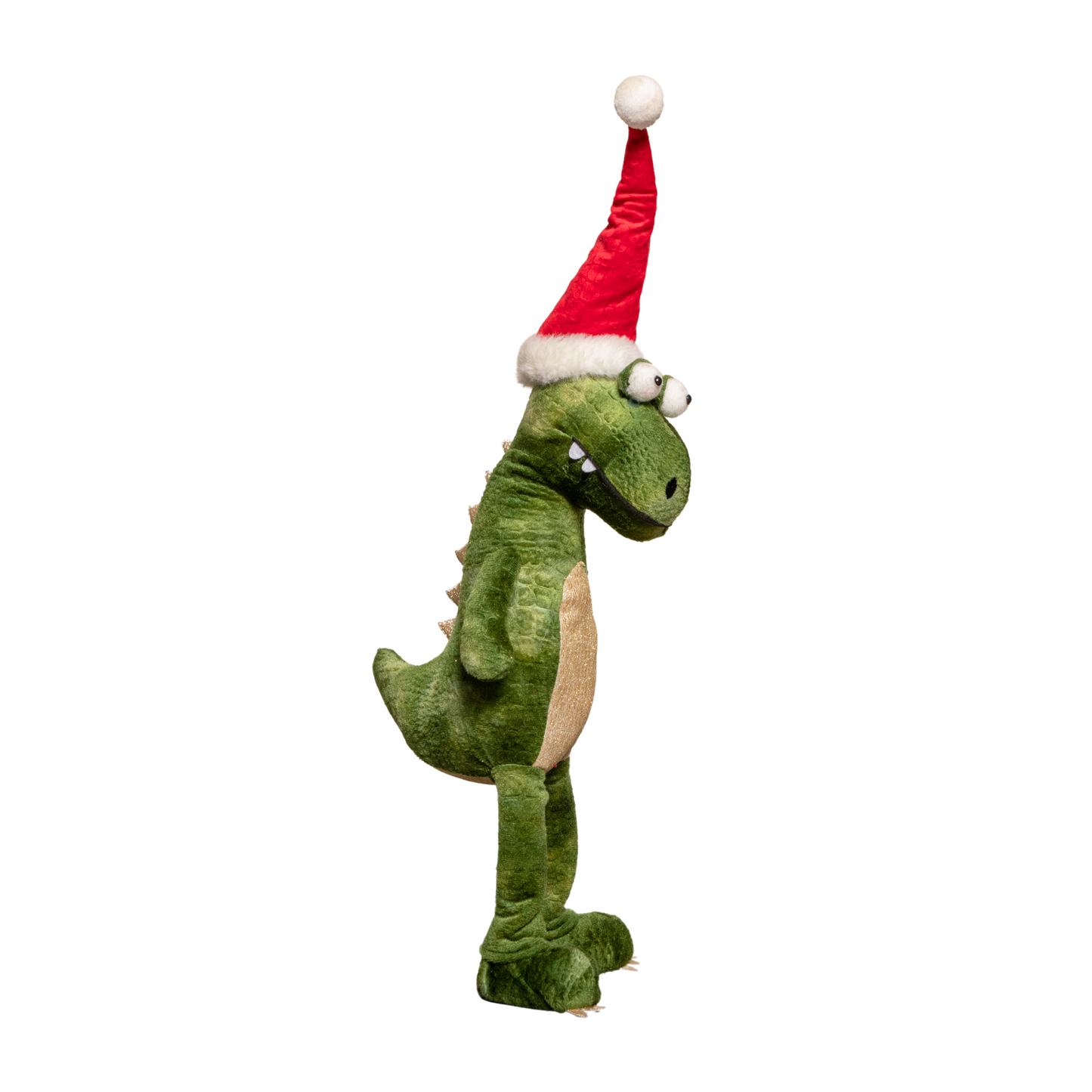 60cm Green Standing Christmas Dinosaur with Santa Hat