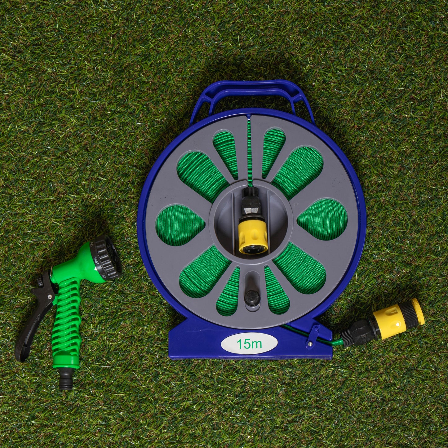 50ft (15m) Flat Garden Hose with Spray Nozzle