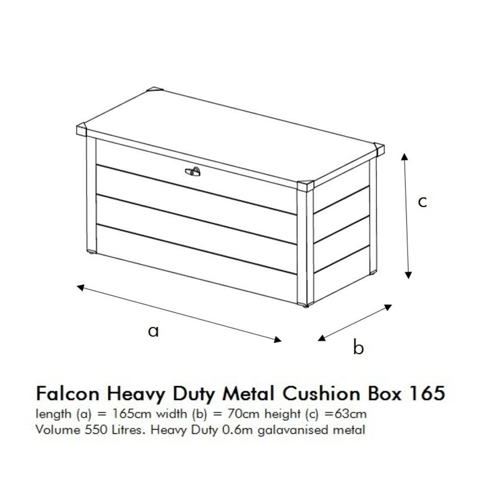 Falcon 500L Heavy Duty Garden Patio Storage Box with Lockable Lid in Dark Grey
