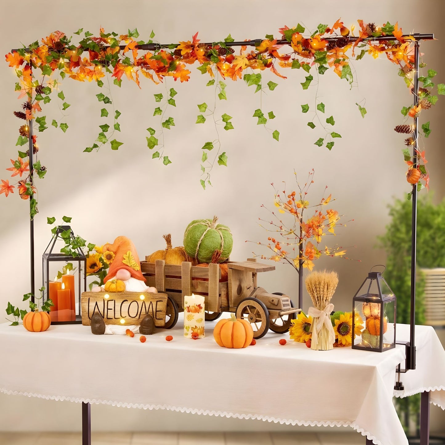 1.95m Black Metal Extendable Christmas Table Display Pole with Adjustable Sizes