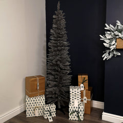 6ft (1.8m) Pencil Pine Artificial Slim Christmas Tree 321 Tips in Grey