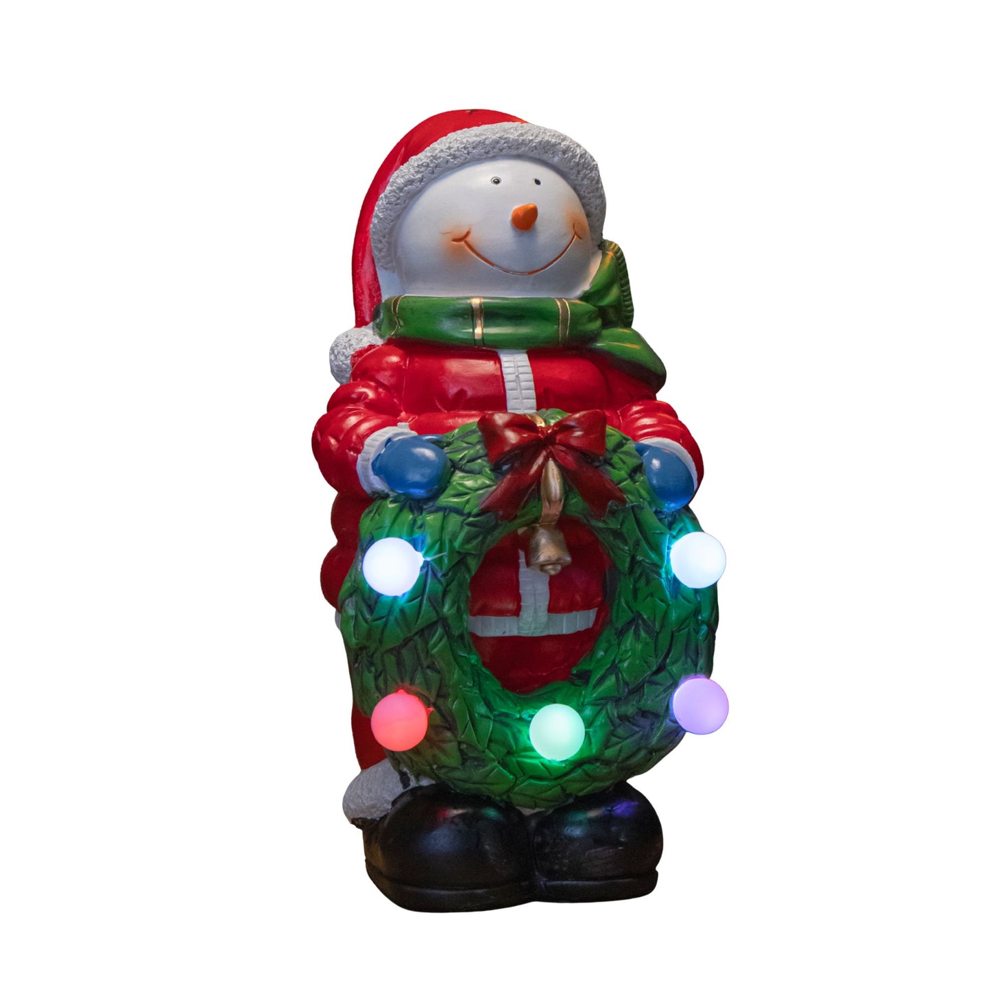 25cm Battery Powered Light up Frosty Snowman Christmas Hand Painted Decoration with LEDs 