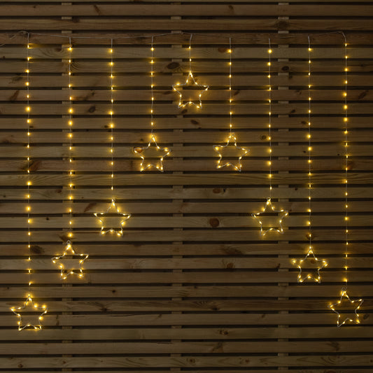 1.2m Light up Star Curtain Christmas Lights with Warm White LEDs