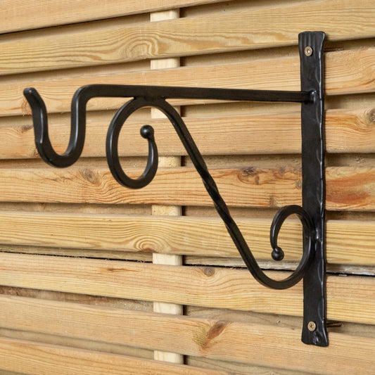 35cm Black Metal Heavy Duty Twisted Garden Patio Wall Bracket Hook for Hanging Planter