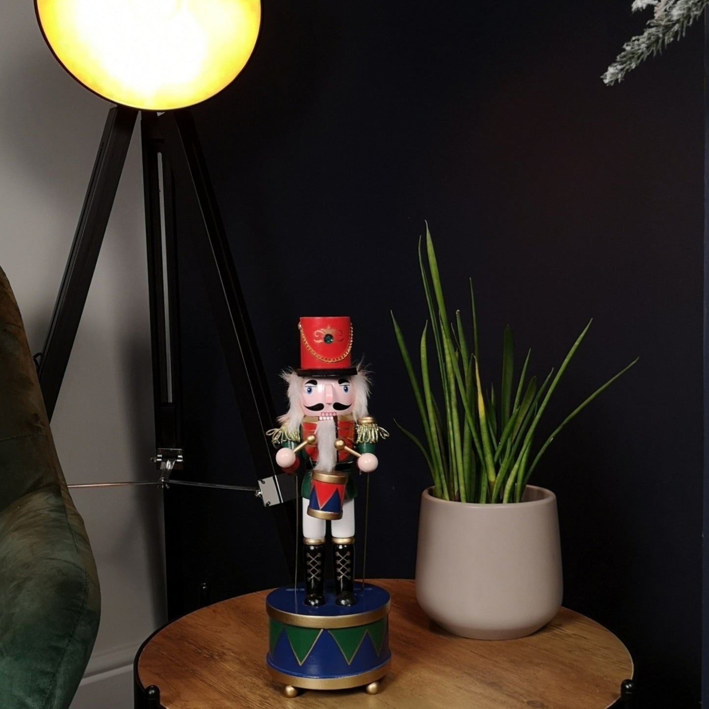 30cm Musical Christmas Drummer Wooden Nutcracker Decoration