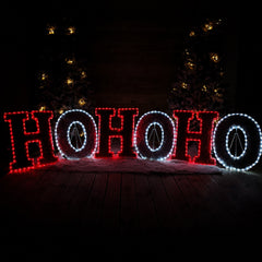 3m x 60cm LED Tinsel HO HO HO Christmas Sign Decoration with 504 Red and White LEDs