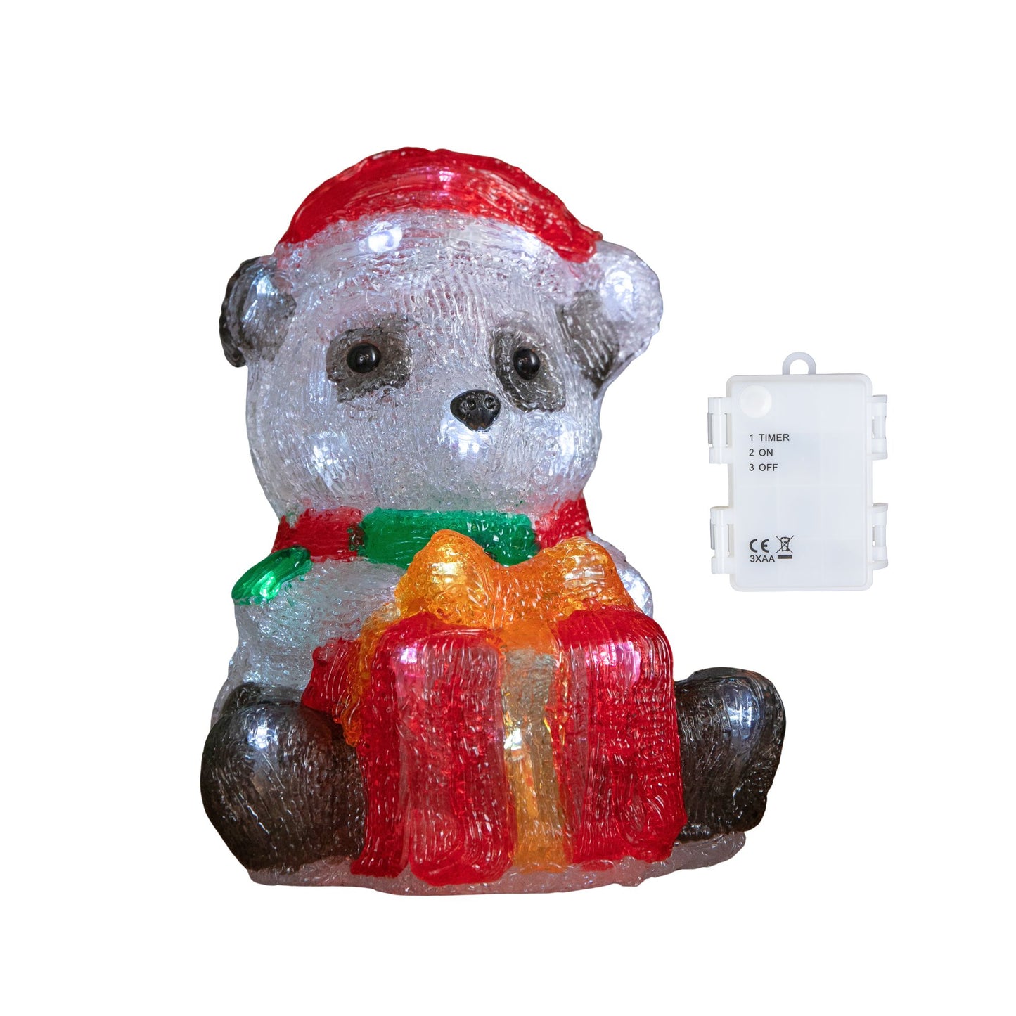20cm Battery Operated Light up Christmas Ice Panda with 30 Cool White LEDs