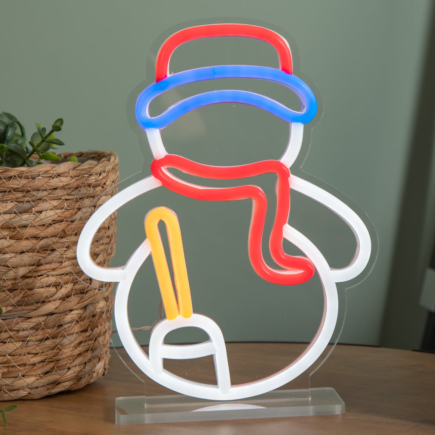 24cm Light up Christmas Snowman Table Top Neon Sign