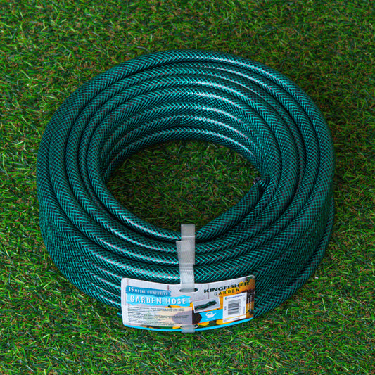 15m Reinforced Garden Hose Pipe in Green