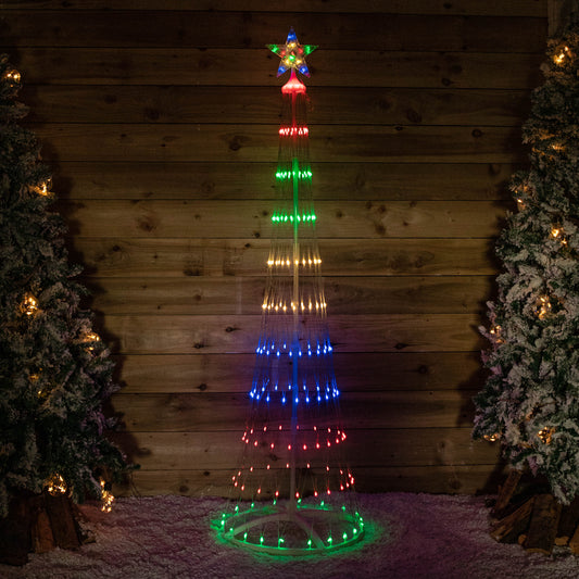 1.8m Light up Christmas Cone Tree with 220 Multi-Coloured LEDs and Timer Function