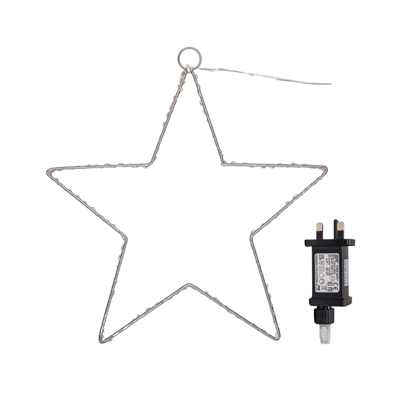 30cm Light up Dewdrop Christmas 2D Star with 120 Warm White LEDs & Timer Function