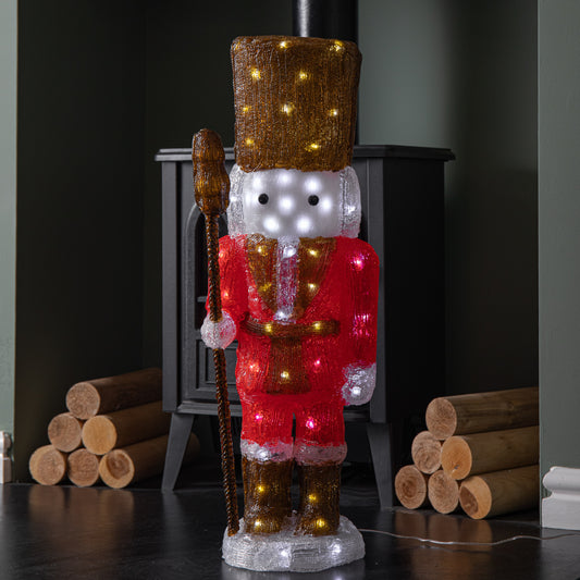 65cm Light up Acrylic Christmas Nutcracker Decoration with 80 White LEDs