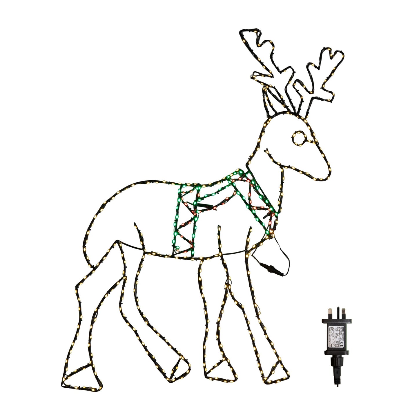 1.4m x 86cm Light up FlexiBrights Standing Christmas Reindeer with 420 Multi-Coloured LEDs
