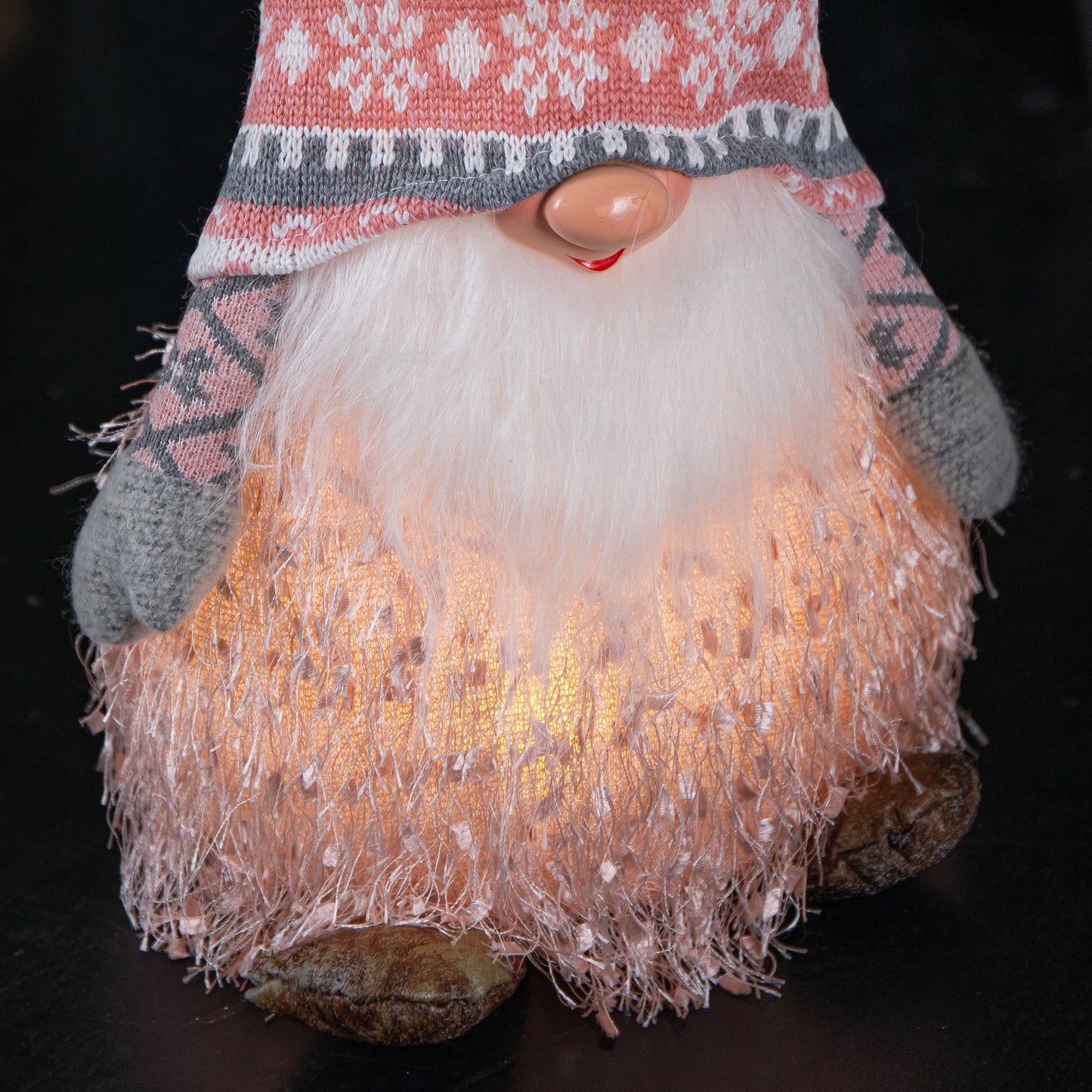 30cm Christmas Male Gonk with LED Light - Striped Hat